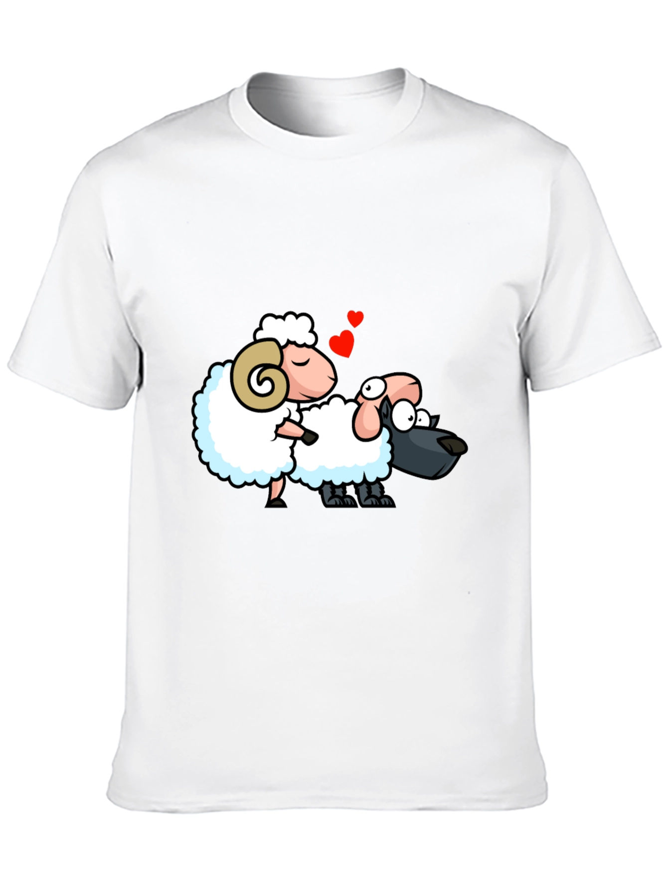 Funny Sheep & Wolf T-Shirt - Cartoon Love
