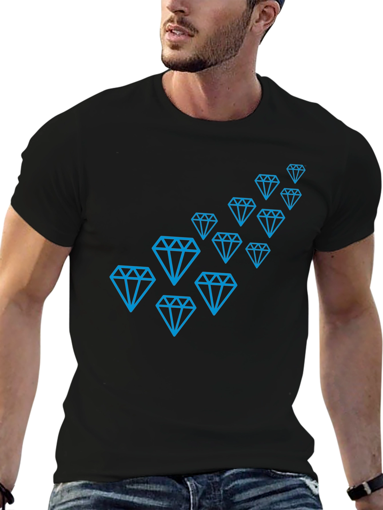 Diamond Pattern Black T-Shirt