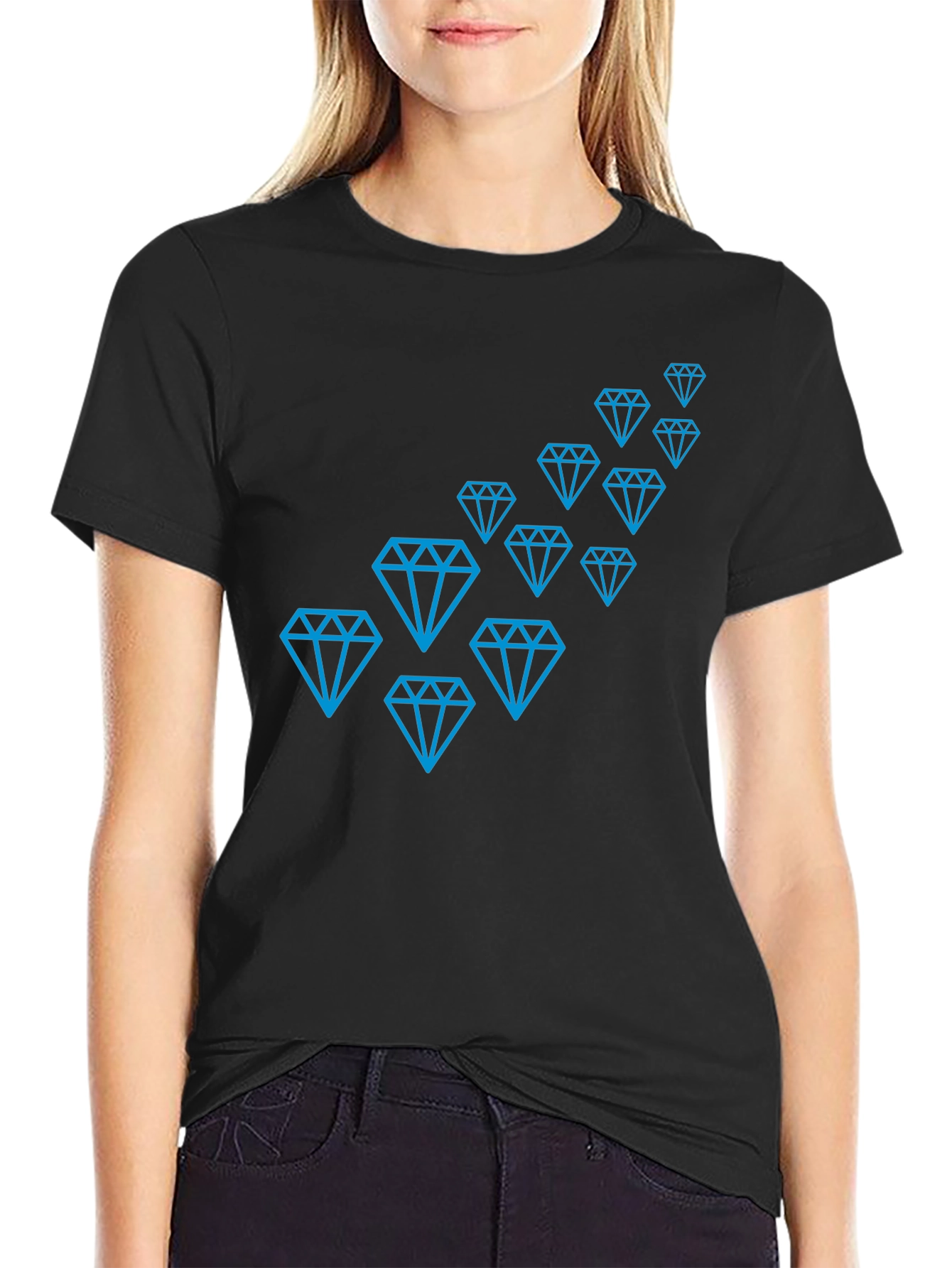 Diamond Pattern Black T-Shirt