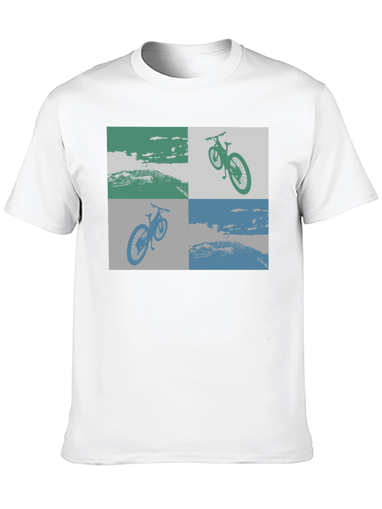 Geometric Bike Scene Graphic Tee - Black