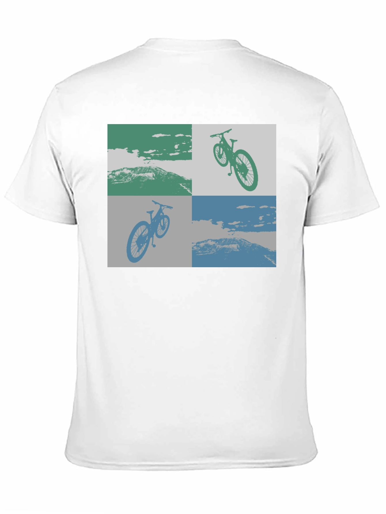 Geometric Bike Scene Graphic Tee - Black