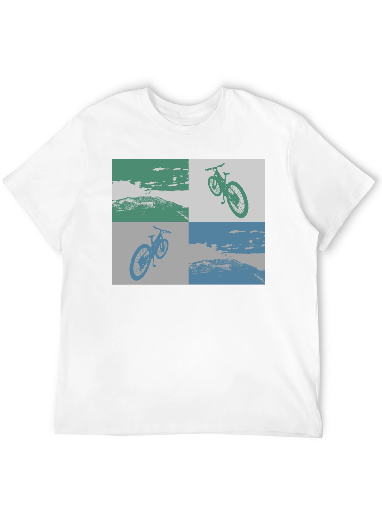 Geometric Bike Scene Graphic Tee - Black