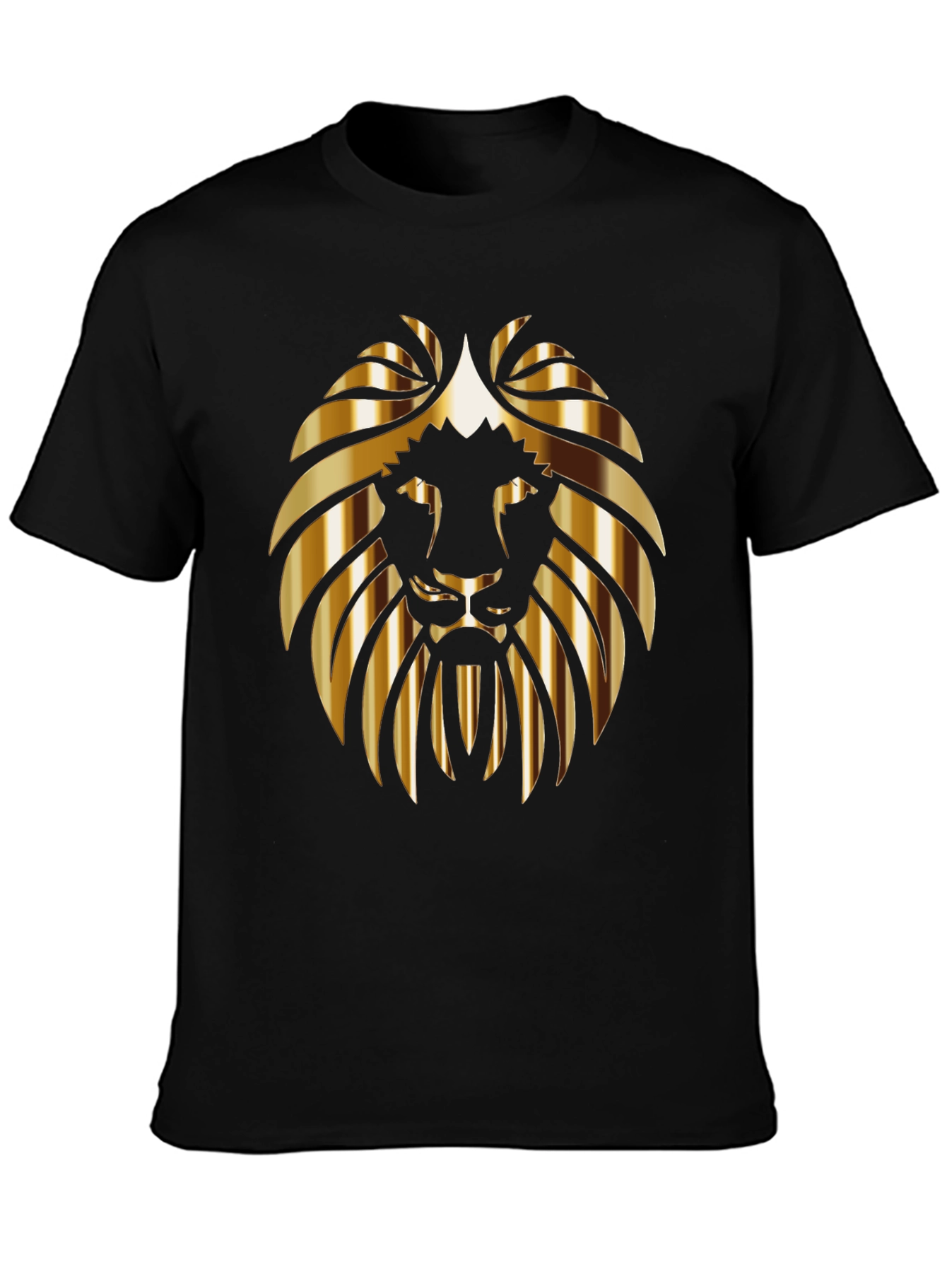 Golden Lion Head Black T-Shirt