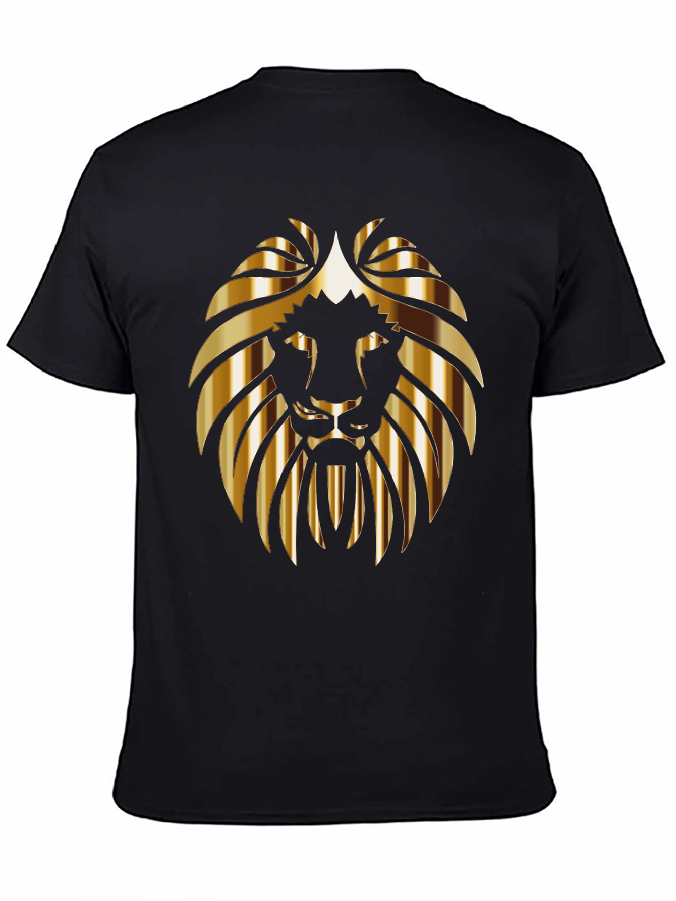 Golden Lion Head Black T-Shirt