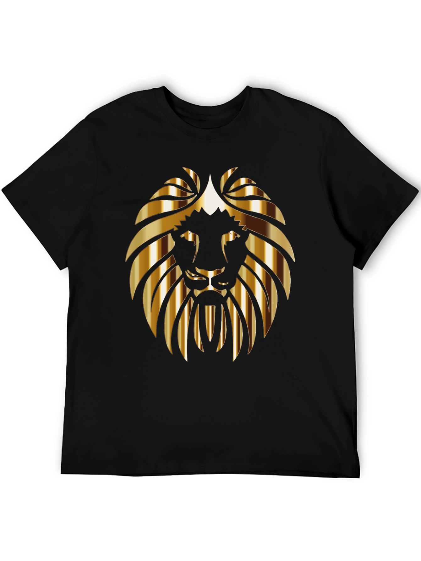 Golden Lion Head Black T-Shirt