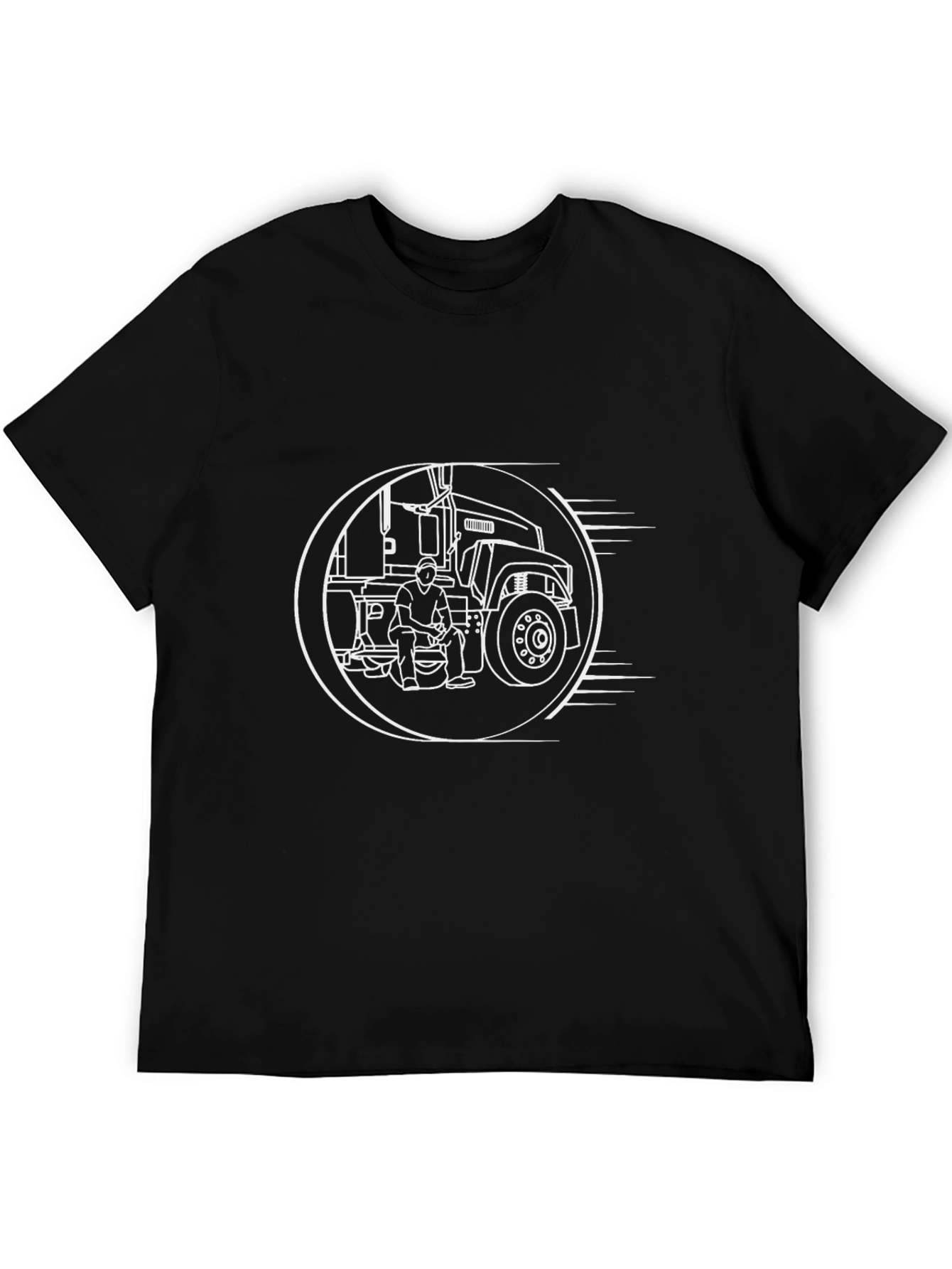 Trucker T-Shirt - Classic Black Tee with Truck Graphic