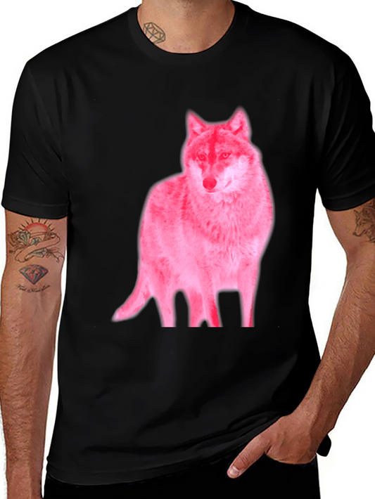 Mens Black Wolf Graphic Tee - Unique Design