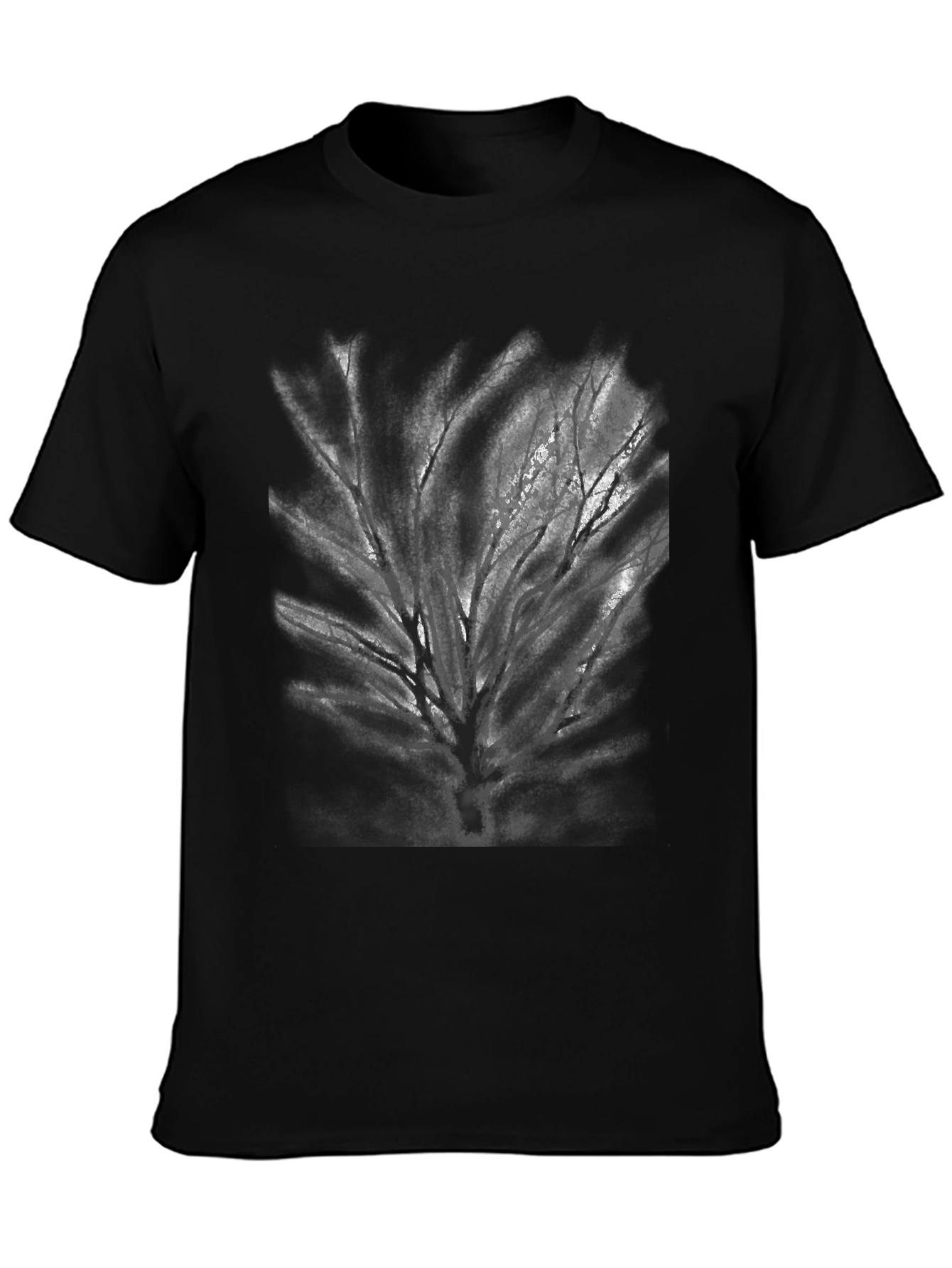 Black T-Shirt with Tree Graphic Print
