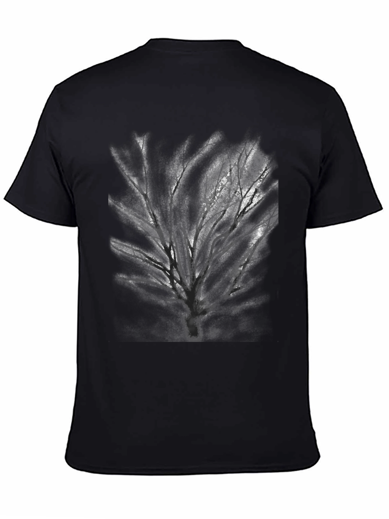 Black T-Shirt with Tree Graphic Print