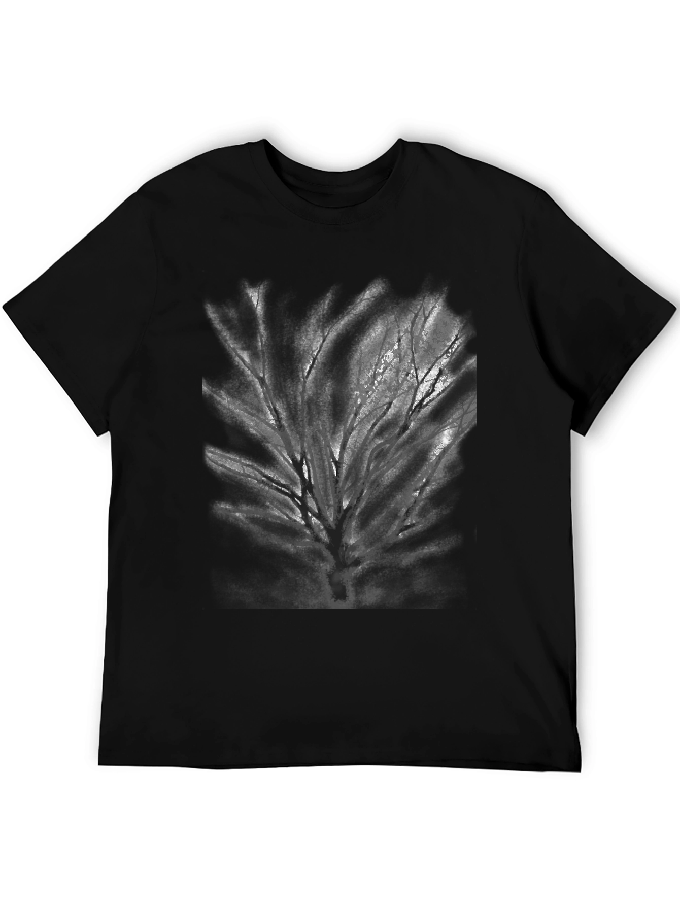 Black T-Shirt with Tree Graphic Print