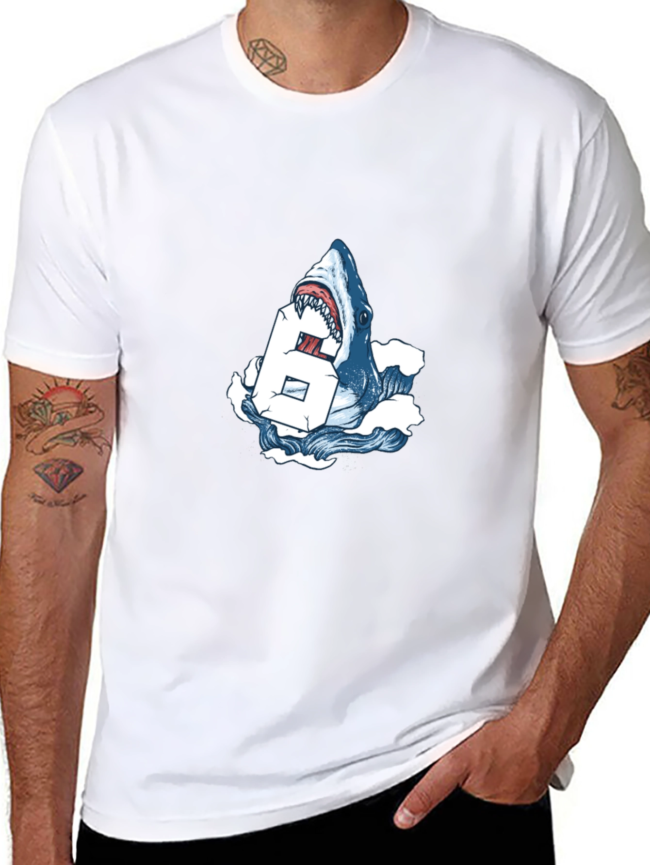 Shark Bite Number T-Shirt - Cool Graphic Tee