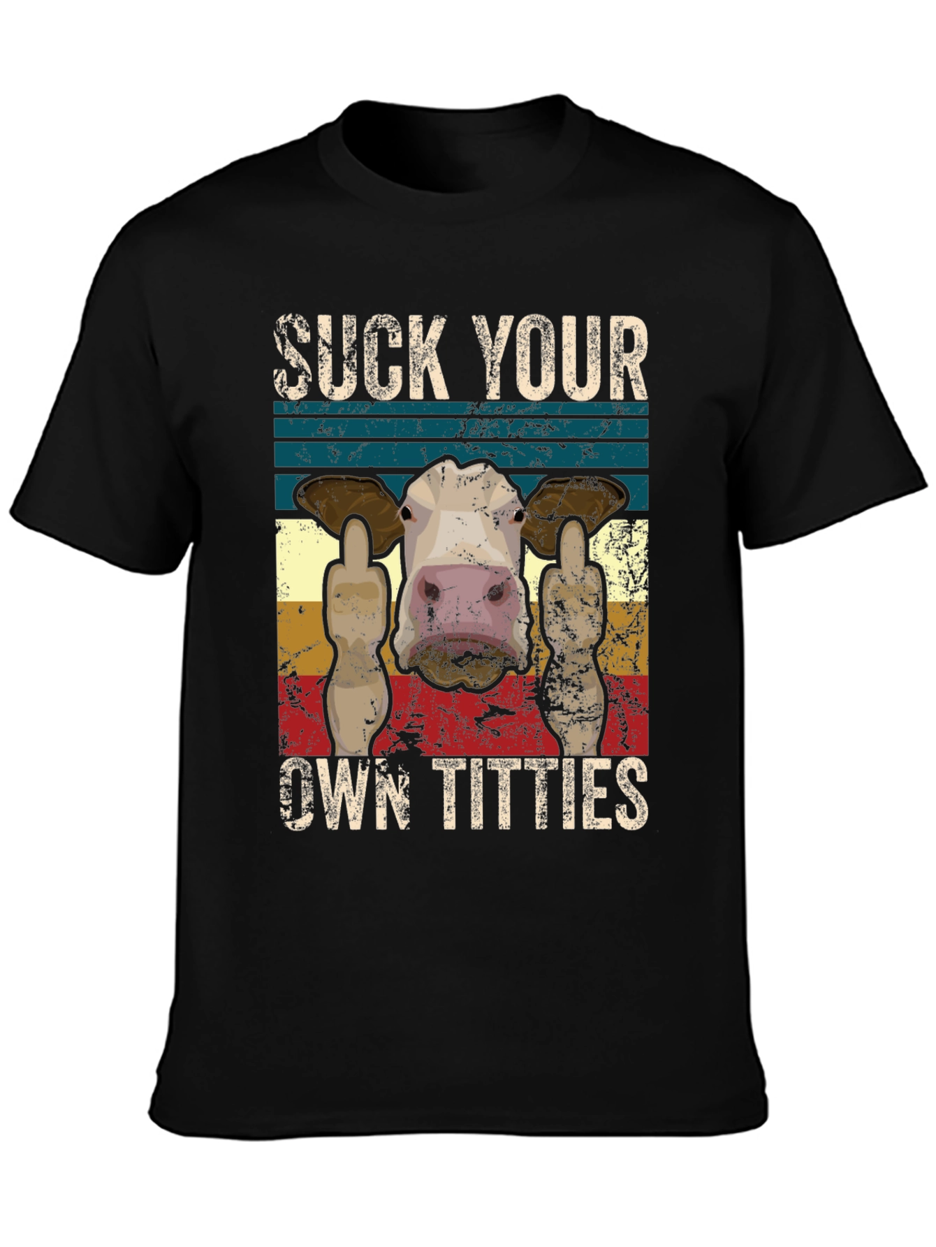 Suck Your Own Titties Funny Cow Graphic T-Shirt