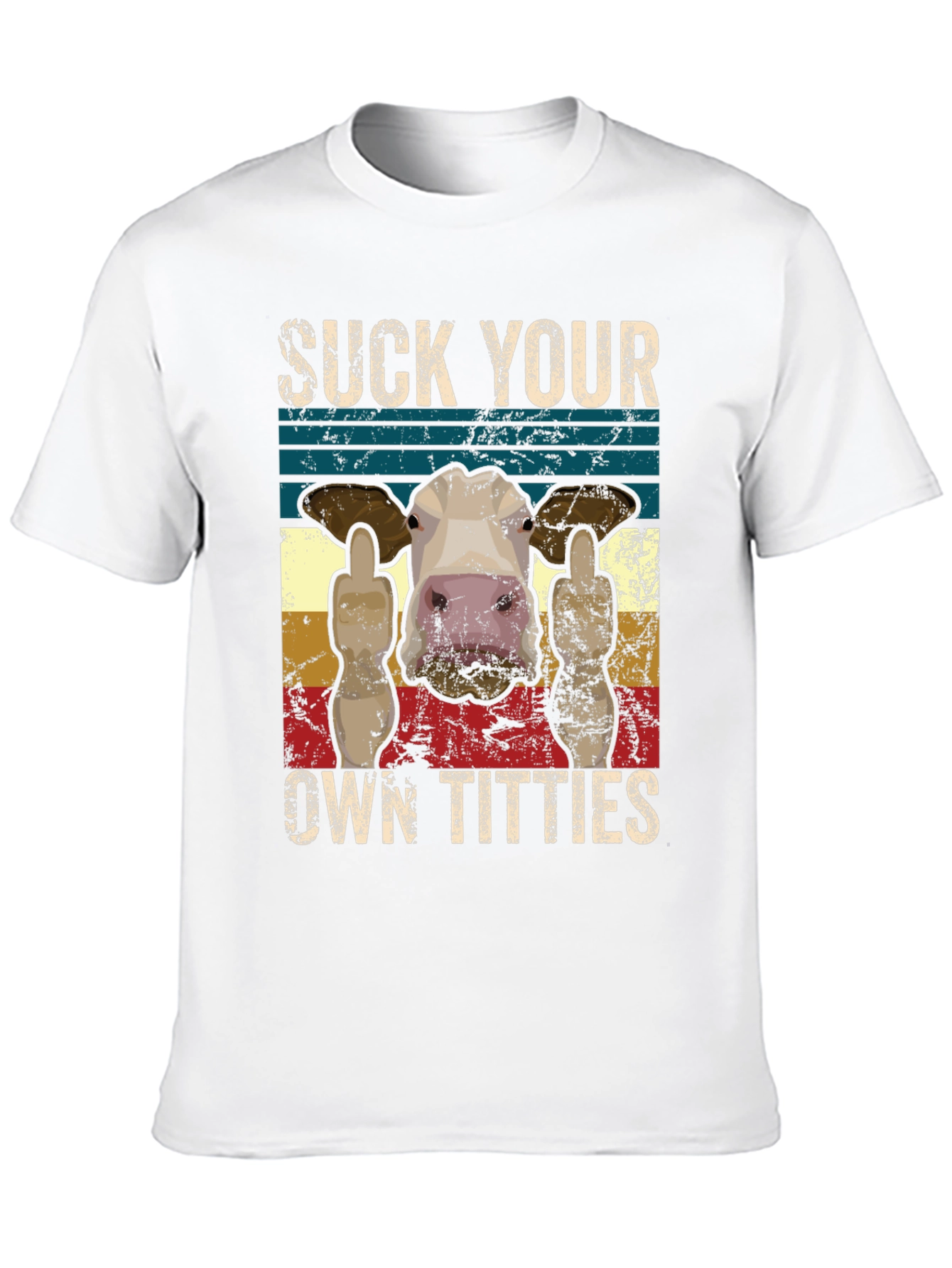 Suck Your Own Titties Funny Cow Graphic T-Shirt