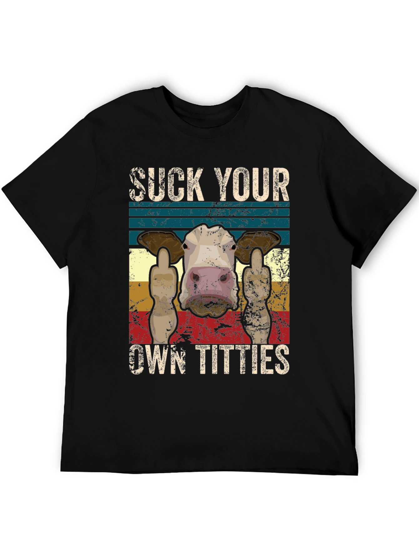 Suck Your Own Titties Funny Cow Graphic T-Shirt