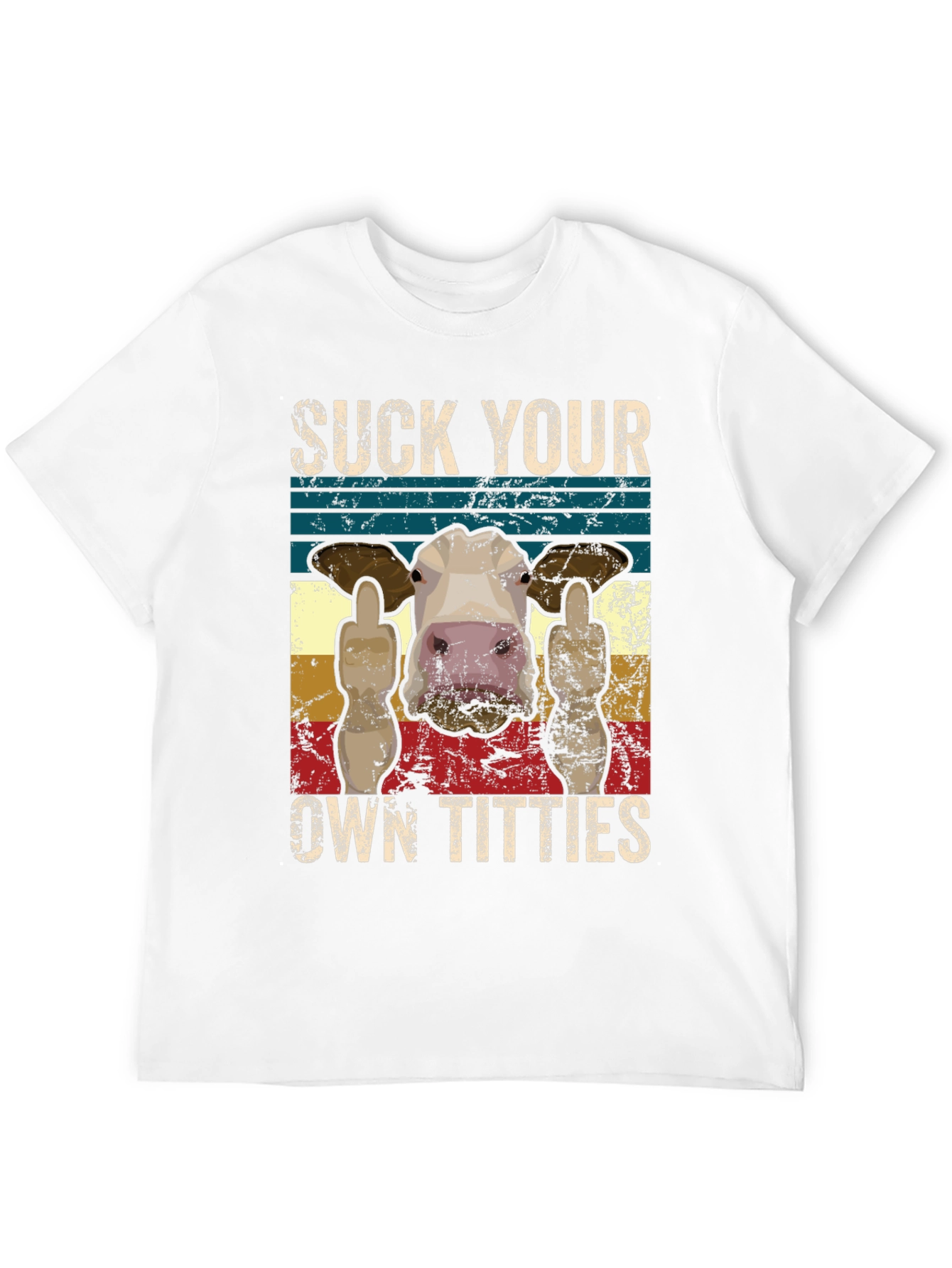 Suck Your Own Titties Funny Cow Graphic T-Shirt