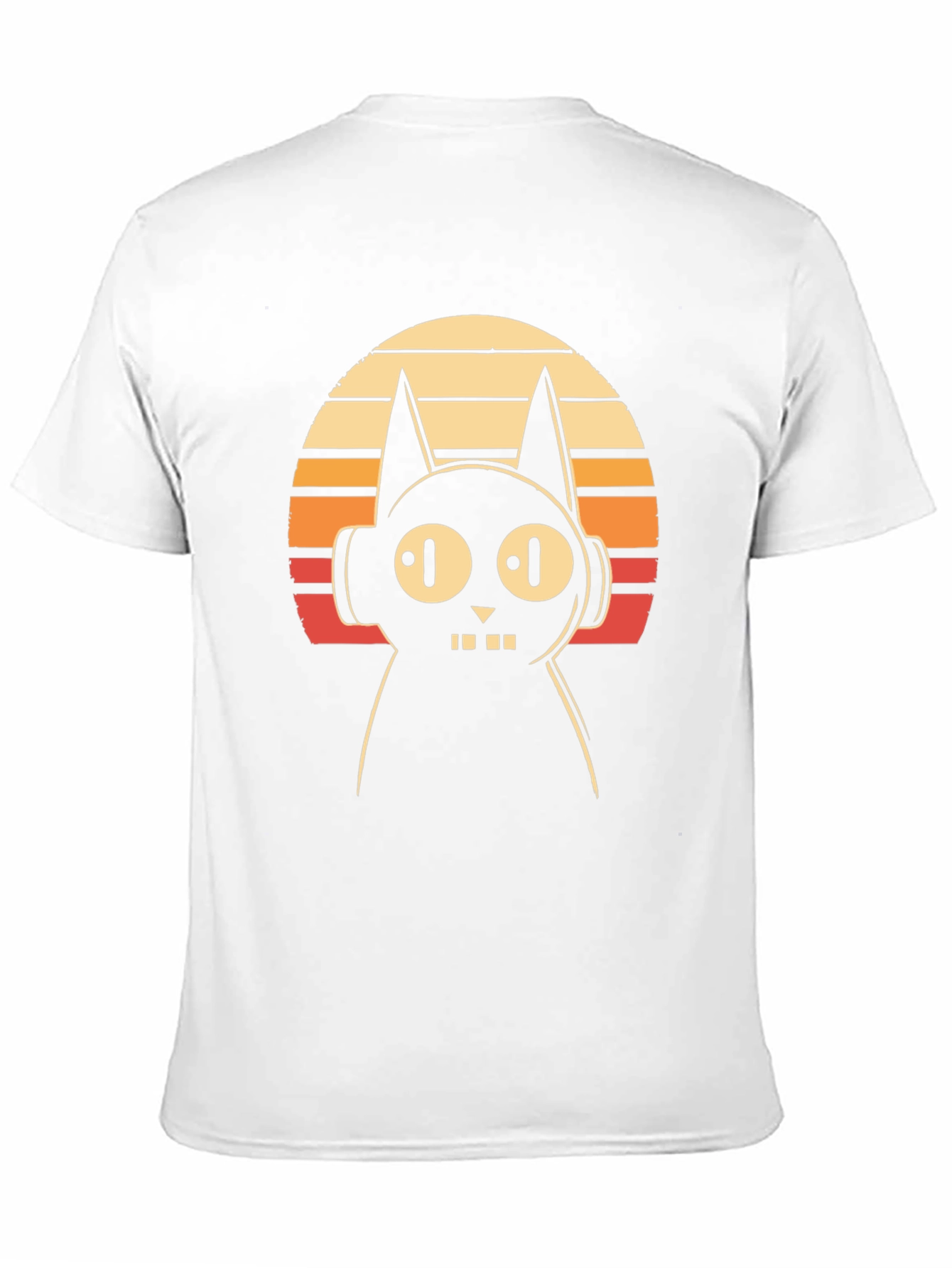 Retro Cat DJ Graphic Tee - Black Cotton T-Shirt