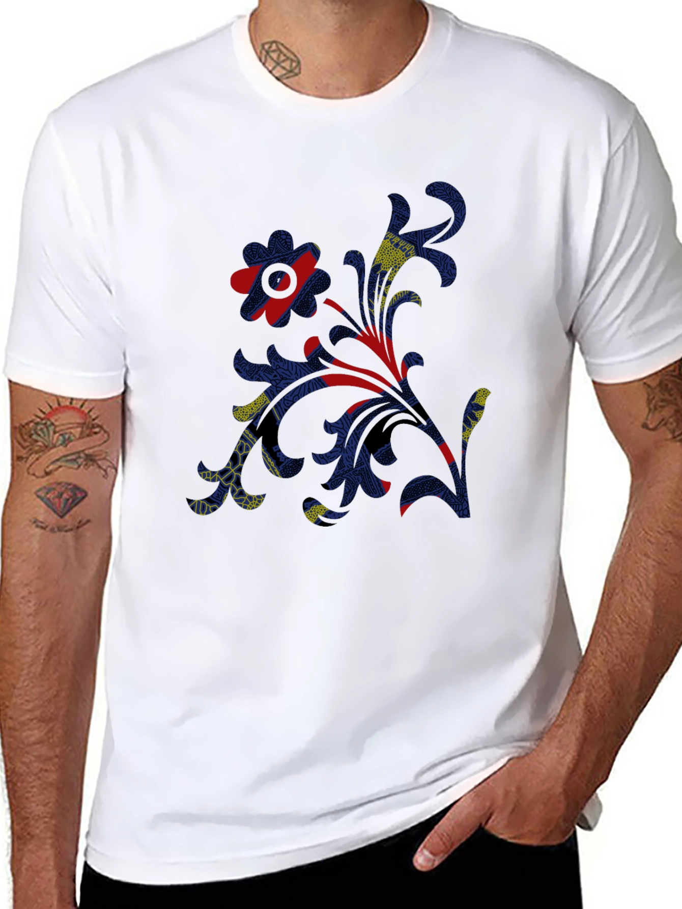Abstract Print Mens Black T-Shirt