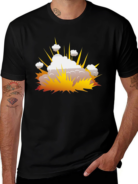 Explosion Graphic Print Black T-Shirt
