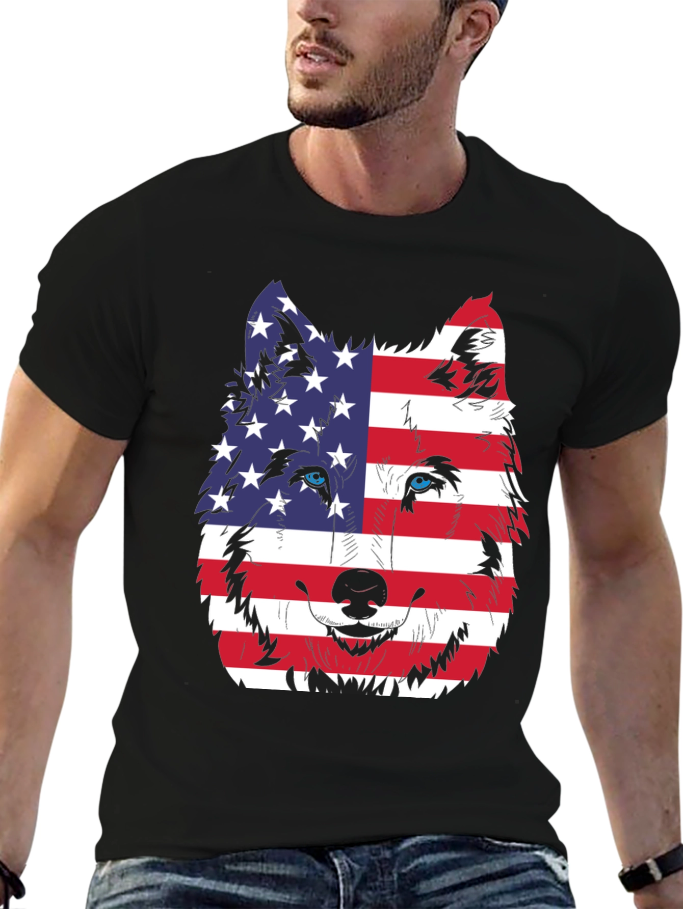 Patriotic Wolf Graphic Tee