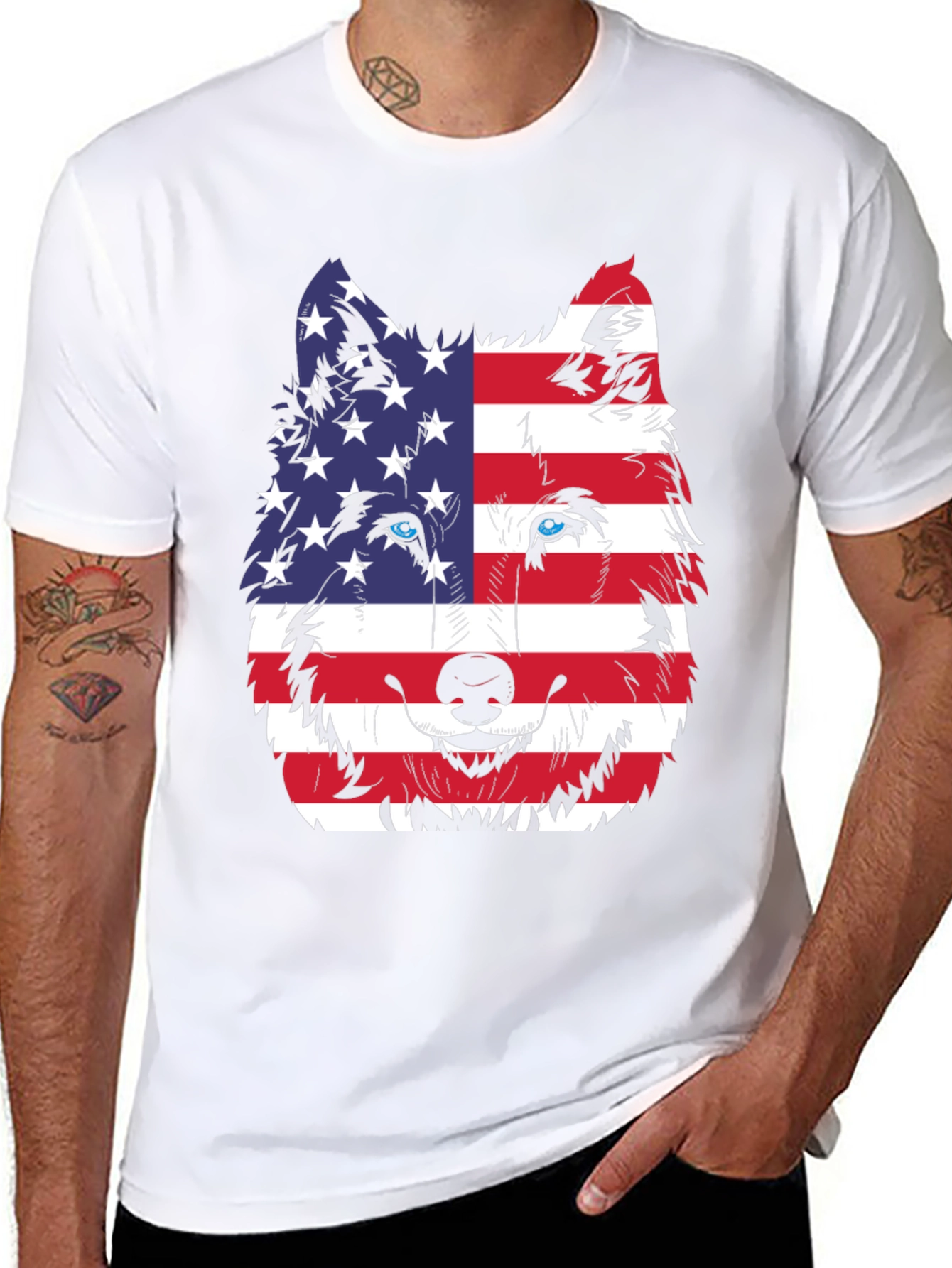 Patriotic Wolf Graphic Tee