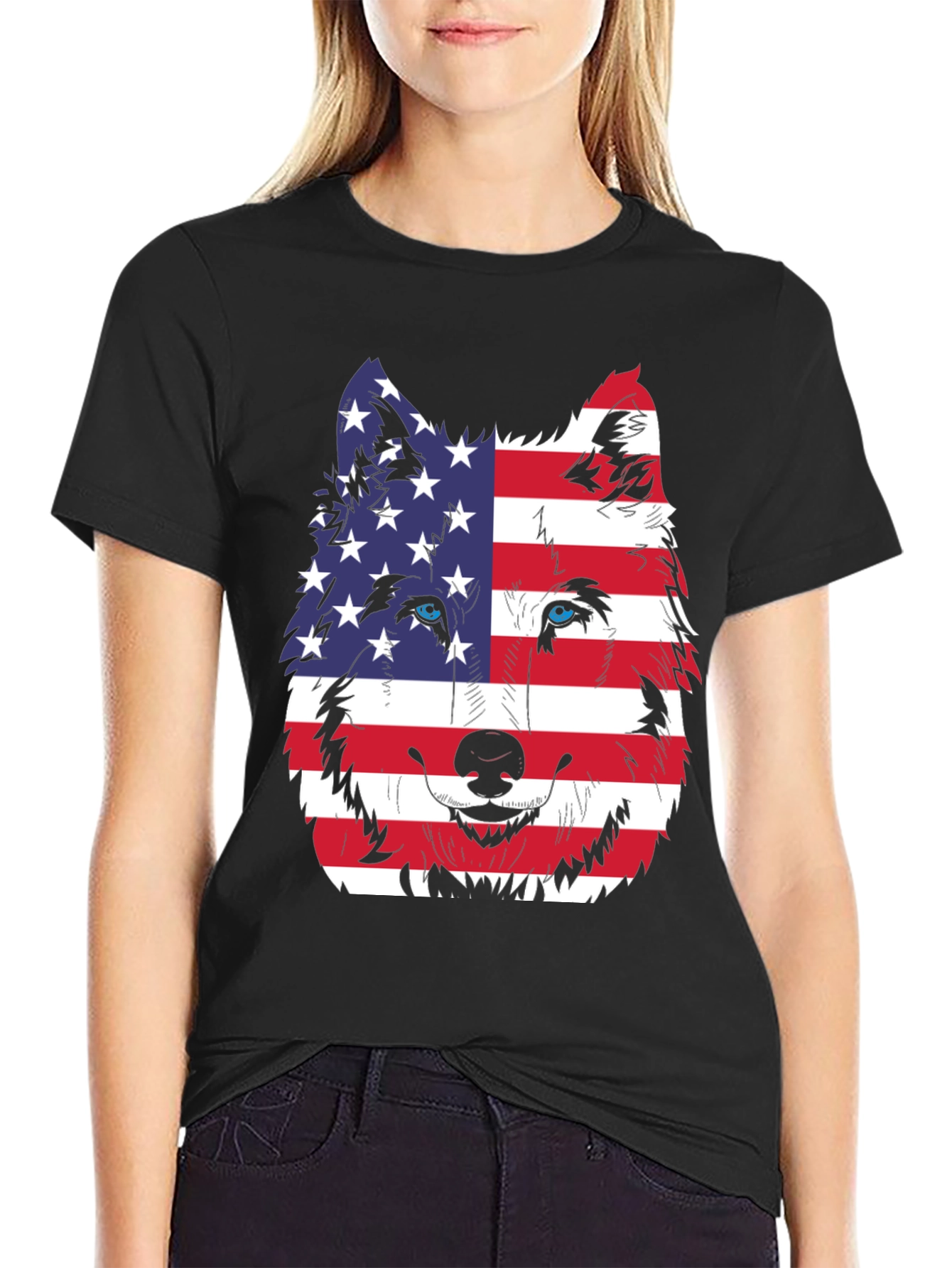 Patriotic Wolf Graphic Tee