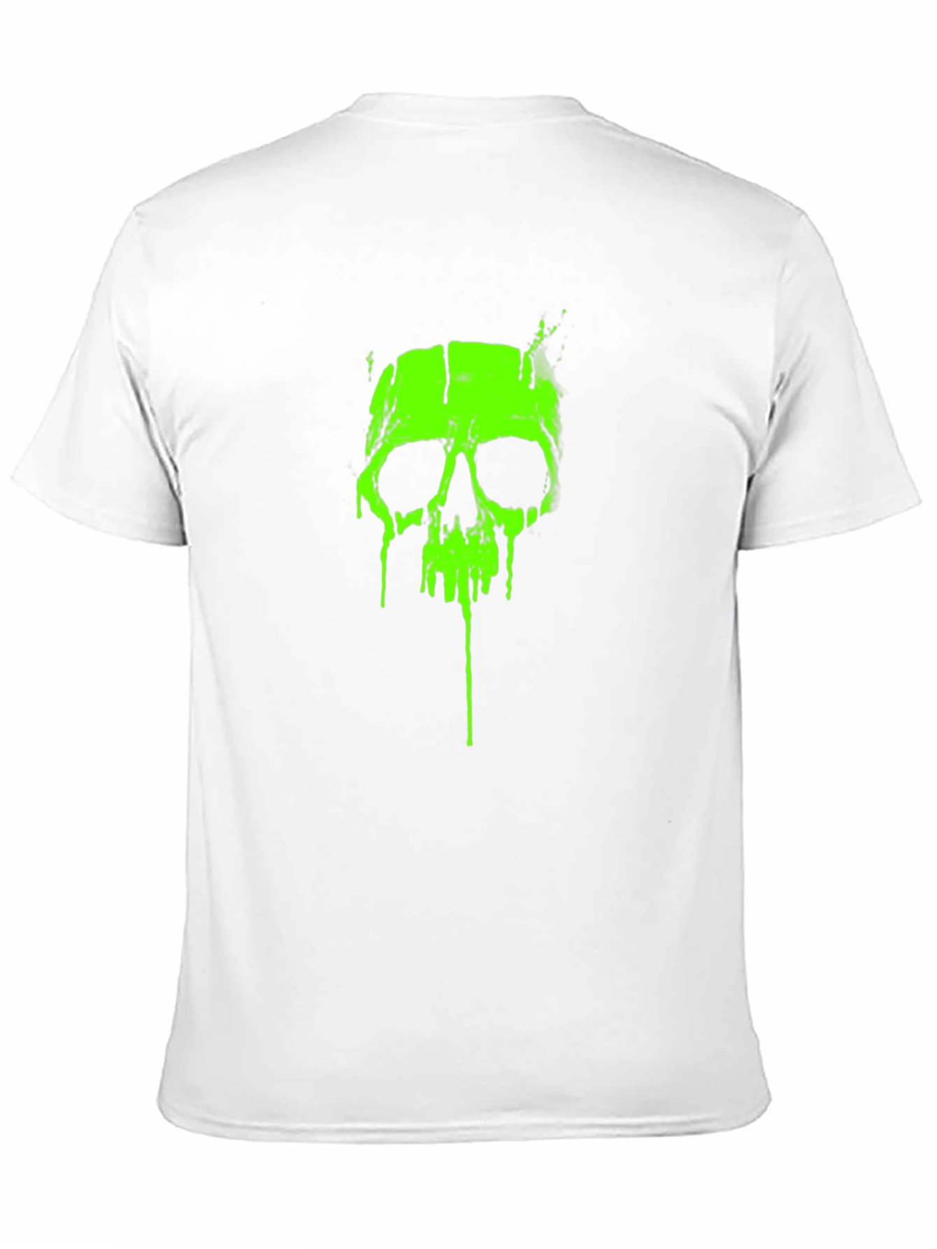 Acid Green Skull Graphic Tee - Black Cotton T-Shirt