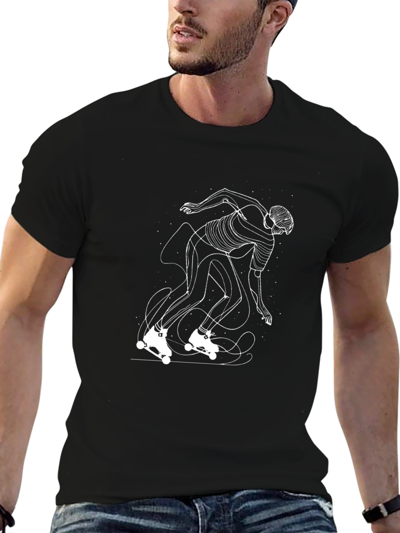 Skater Graphic Tee - Stylish Black Cotton T-Shirt