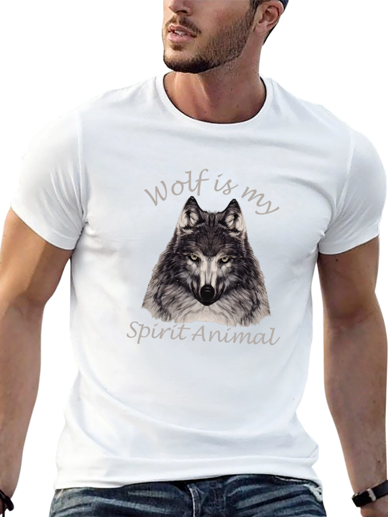 Wolf Spirit Animal Black T-Shirt
