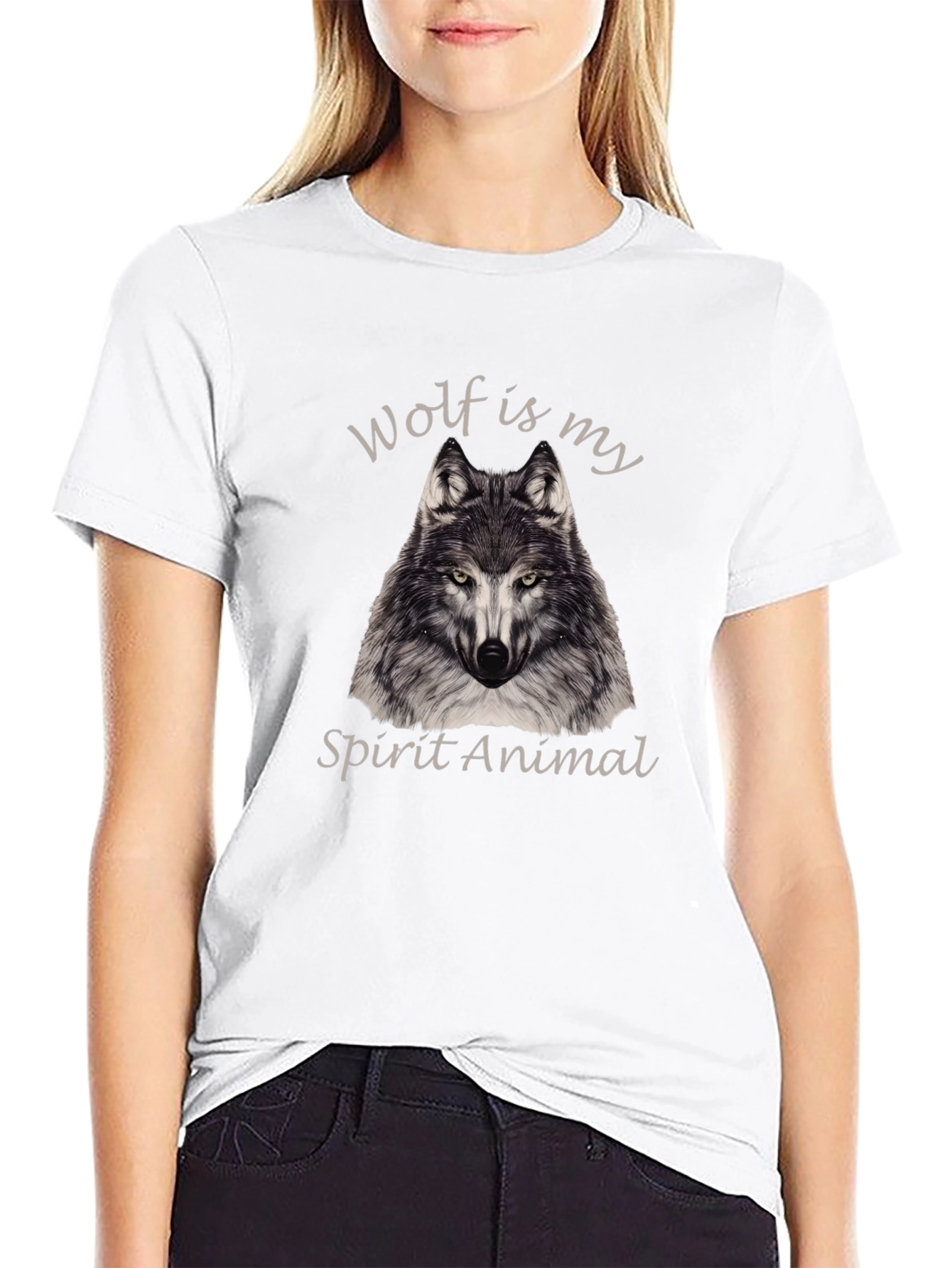 Wolf Spirit Animal Black T-Shirt