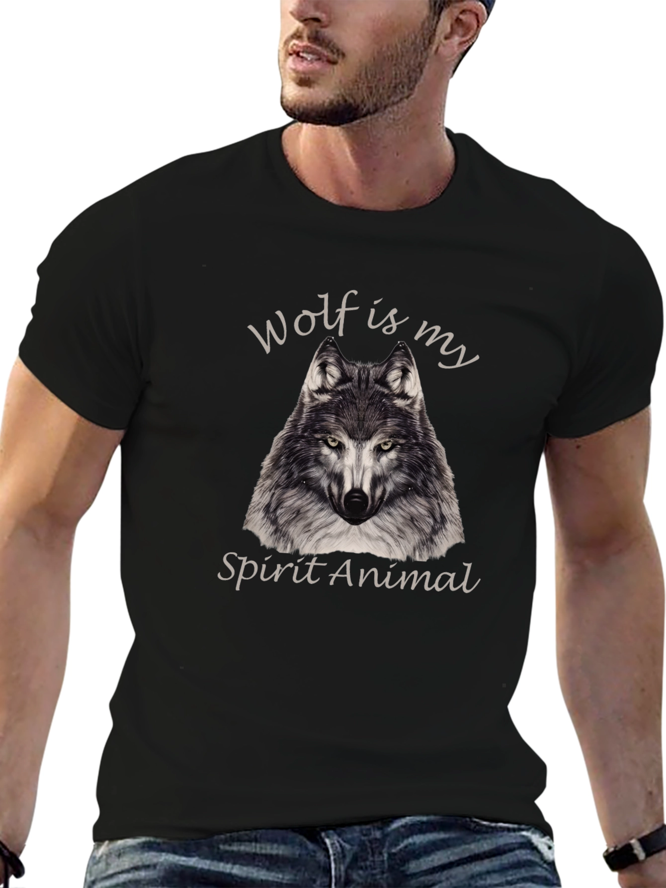 Wolf Spirit Animal Black T-Shirt