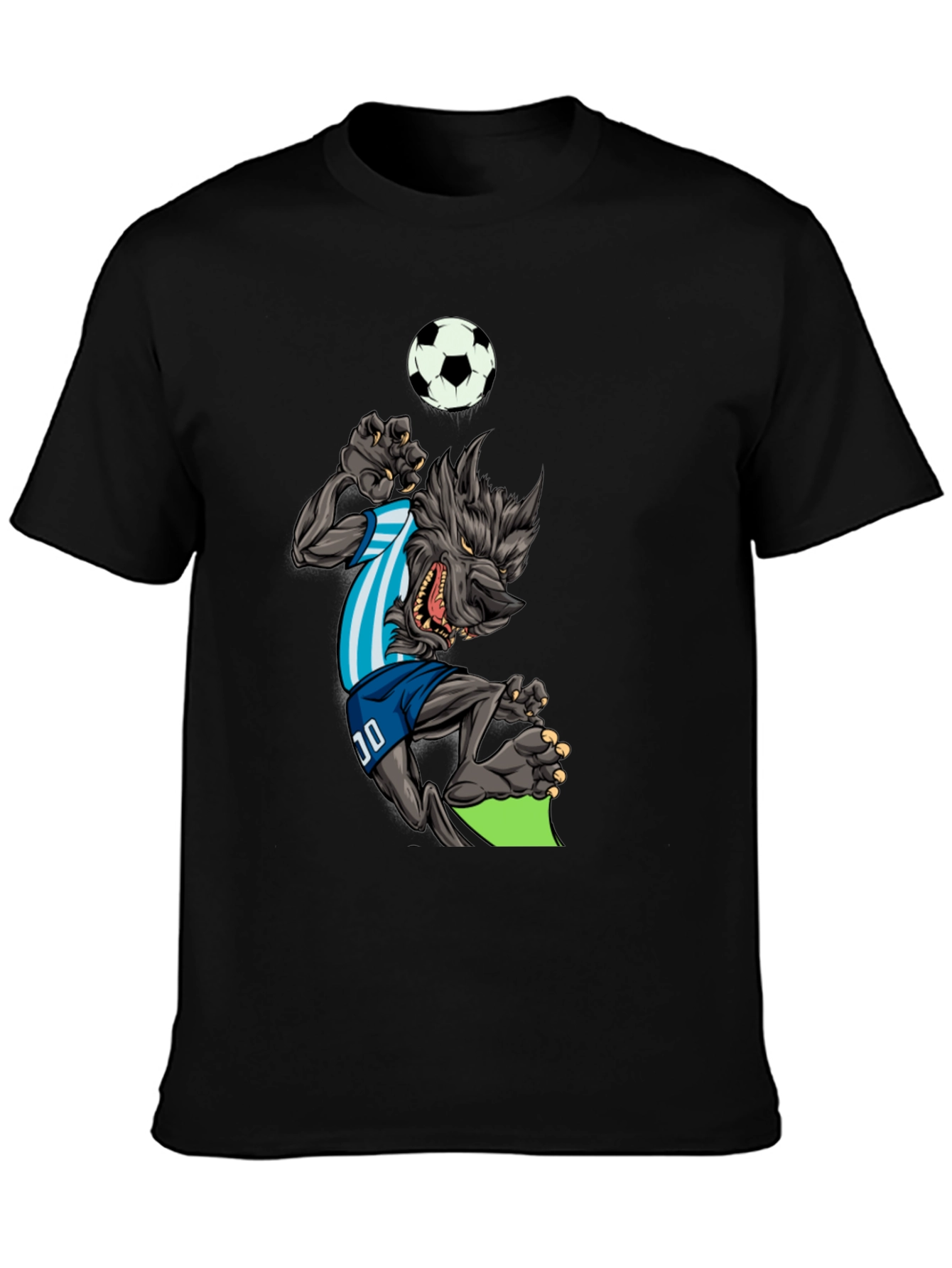 Soccer Wolf Graphic T-Shirt - Mens Black Tee