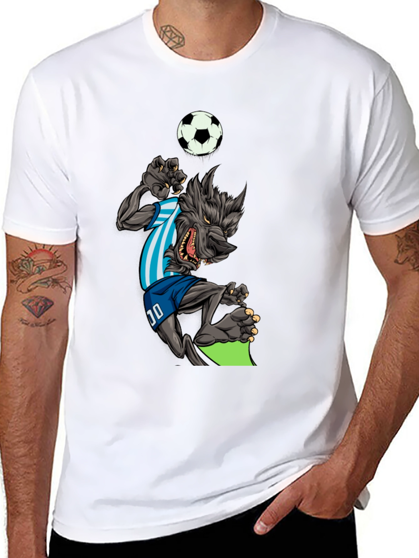 Soccer Wolf Graphic T-Shirt - Mens Black Tee
