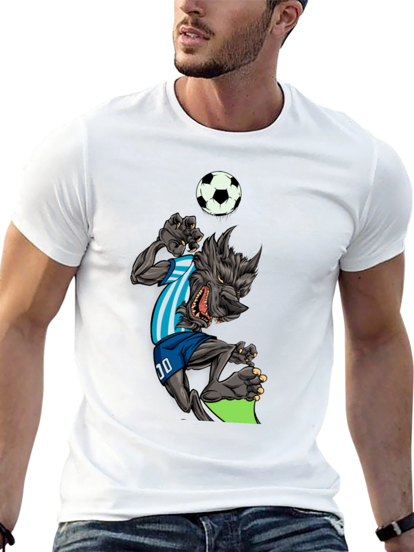 Soccer Wolf Graphic T-Shirt - Mens Black Tee