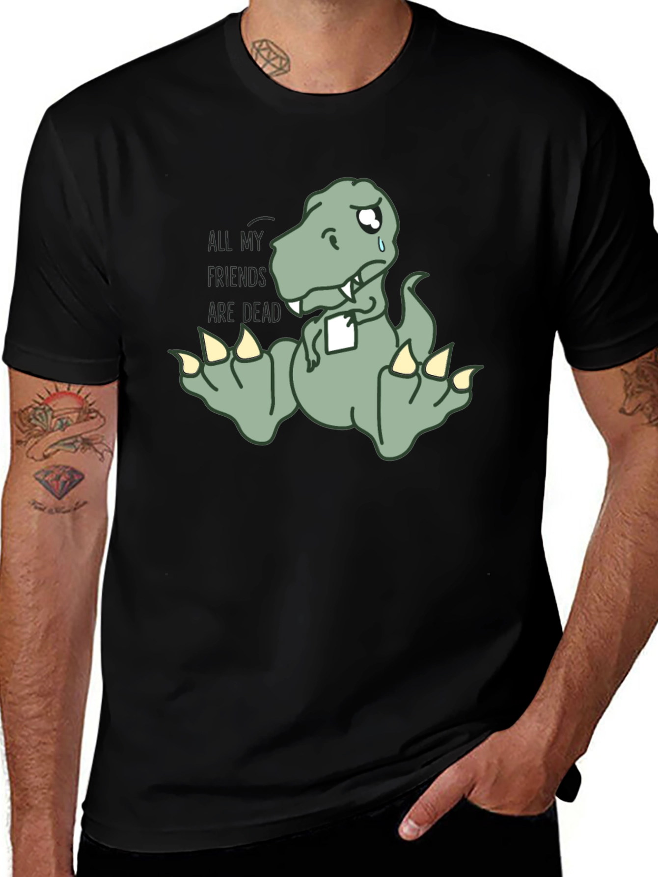 Sad Dino T-Shirt - All My Friends Are Dead