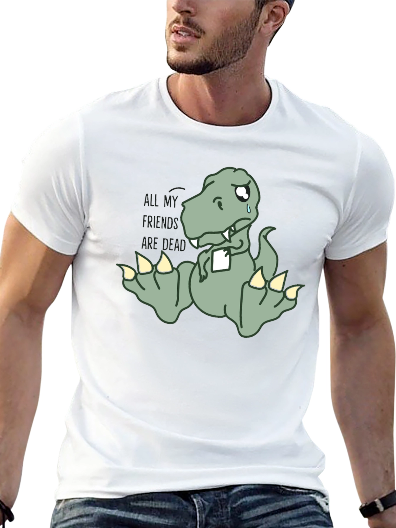 Sad Dino T-Shirt - All My Friends Are Dead