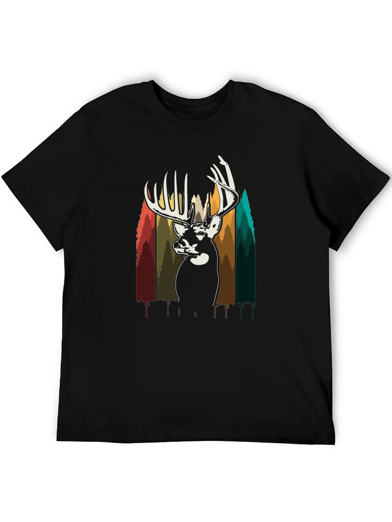 Deer Silhouette Graphic Tee - Black Cotton Blend