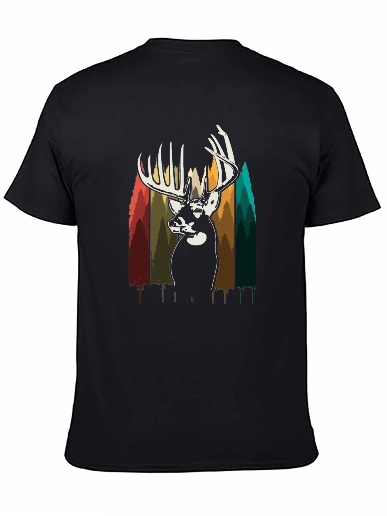 Deer Silhouette Graphic Tee - Black Cotton Blend