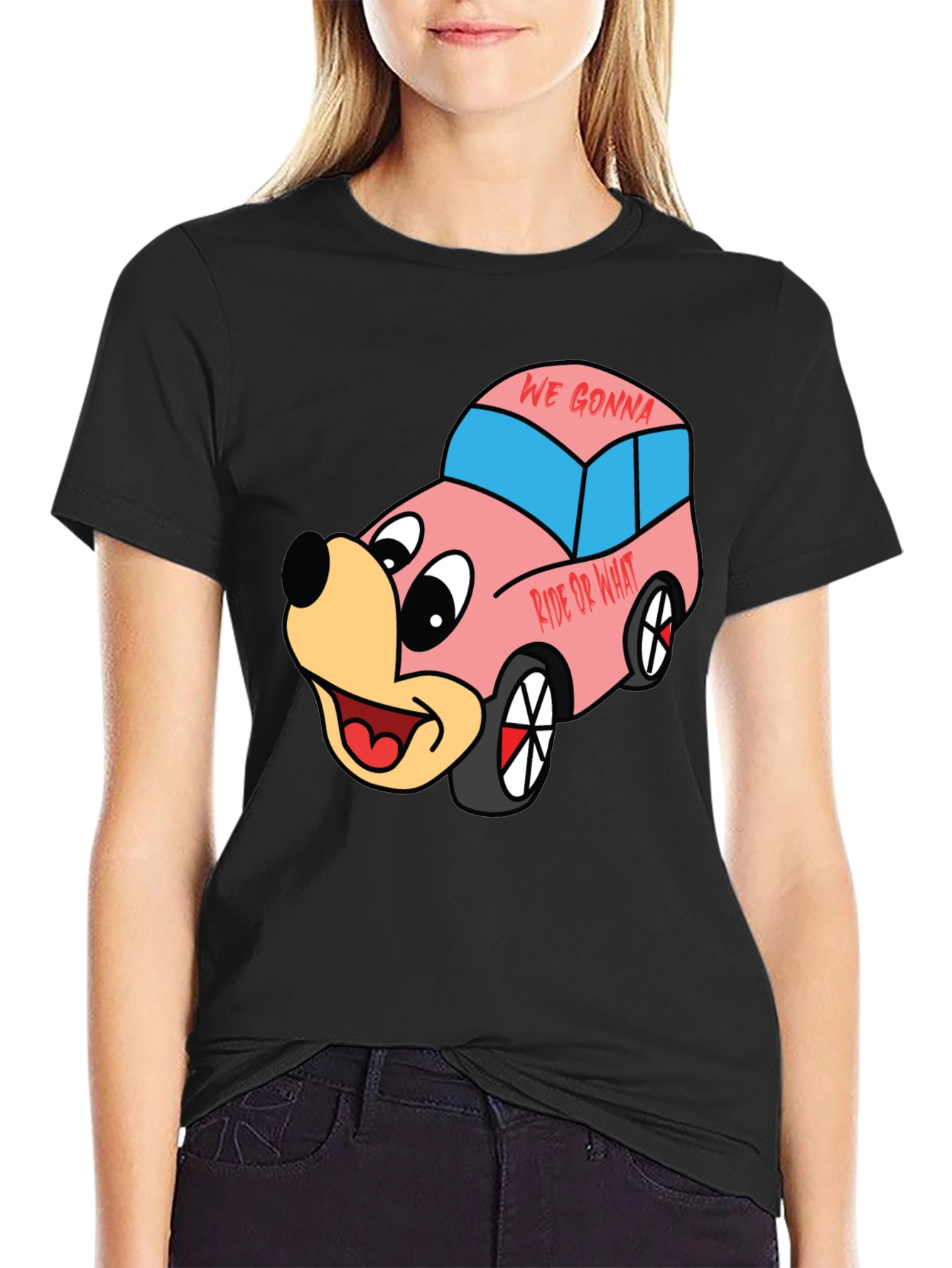 Cartoon Character Car Graphic T-Shirt