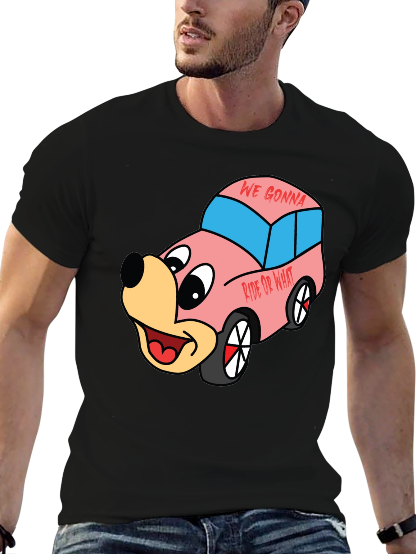 Cartoon Character Car Graphic T-Shirt