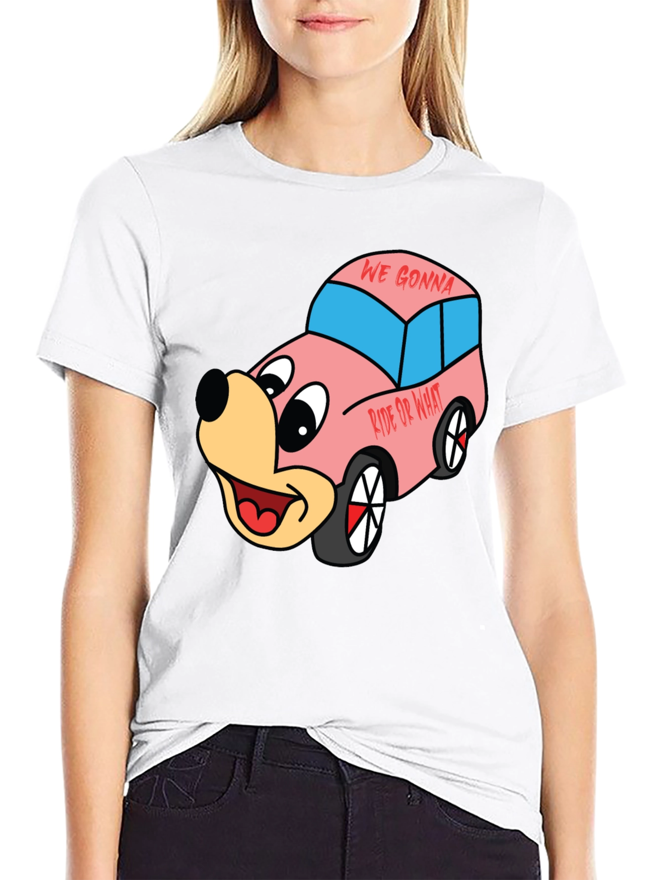 Cartoon Character Car Graphic T-Shirt