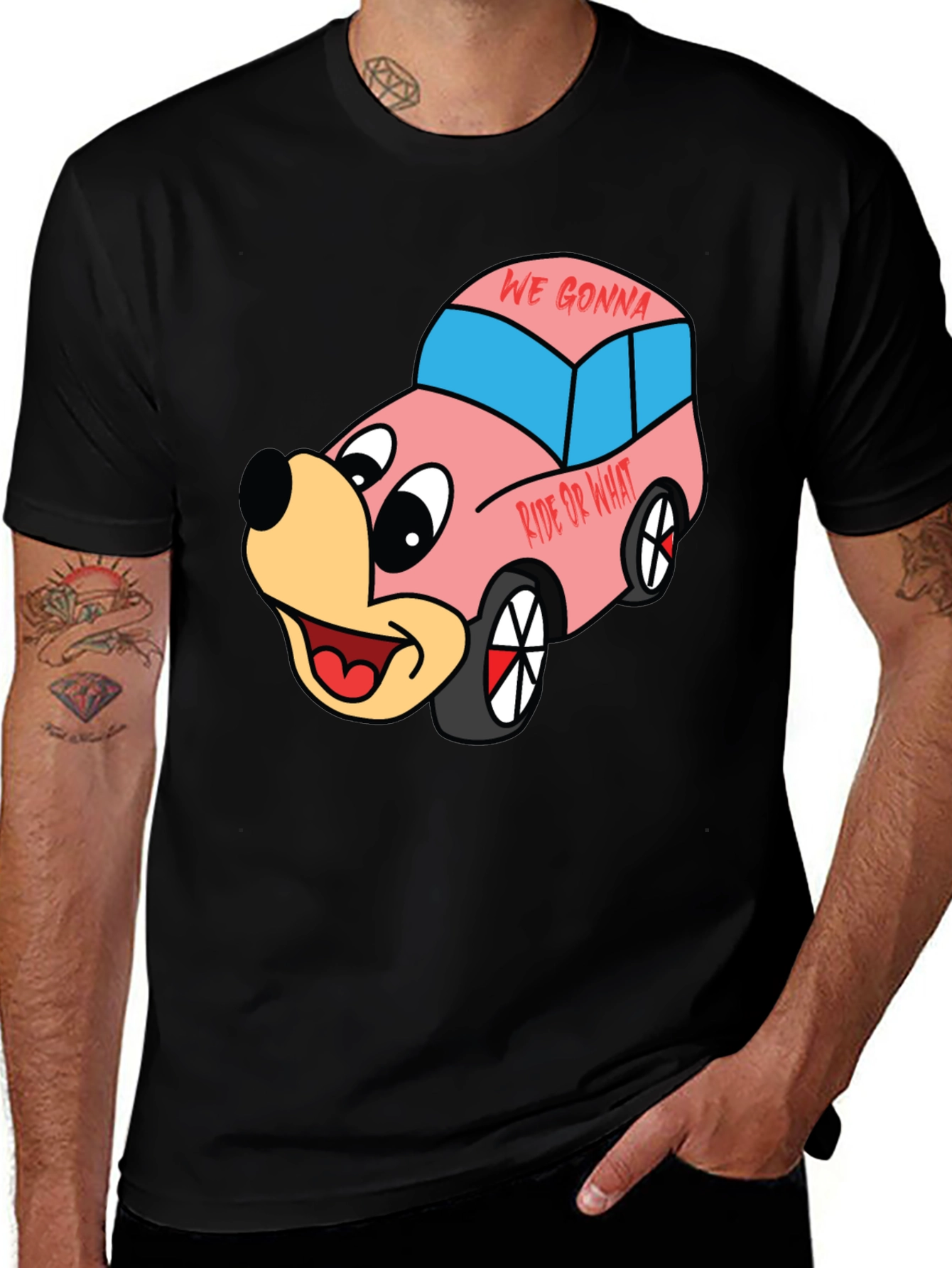 Cartoon Character Car Graphic T-Shirt