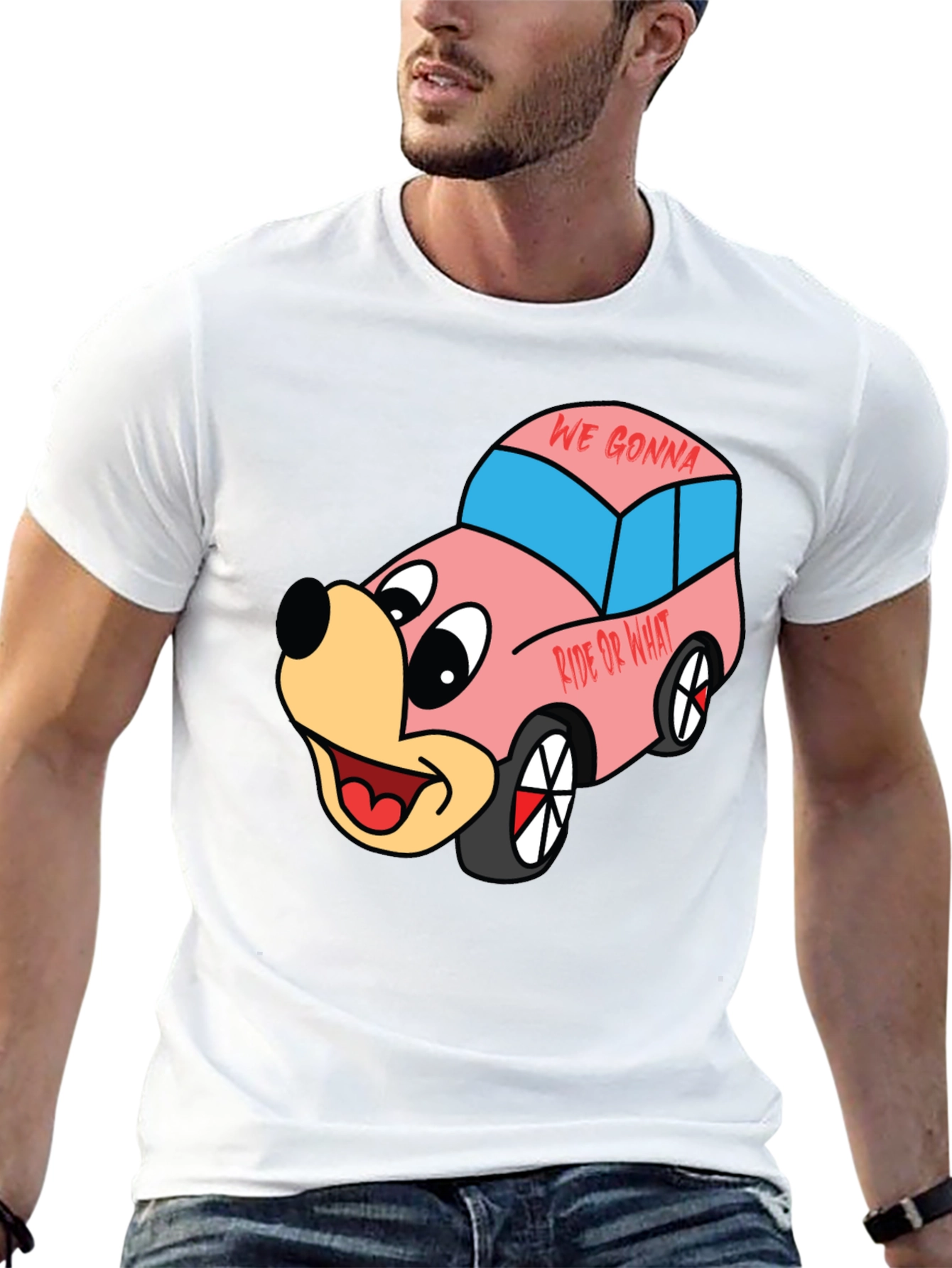 Cartoon Character Car Graphic T-Shirt