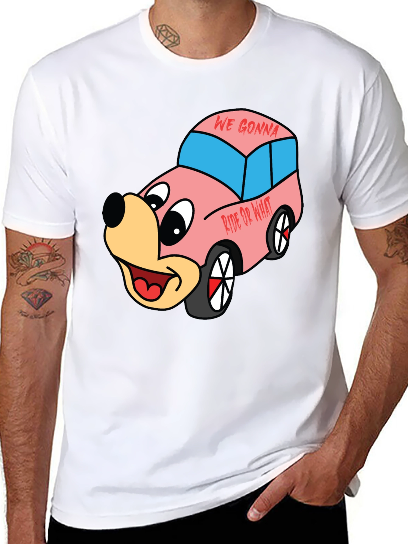 Cartoon Character Car Graphic T-Shirt