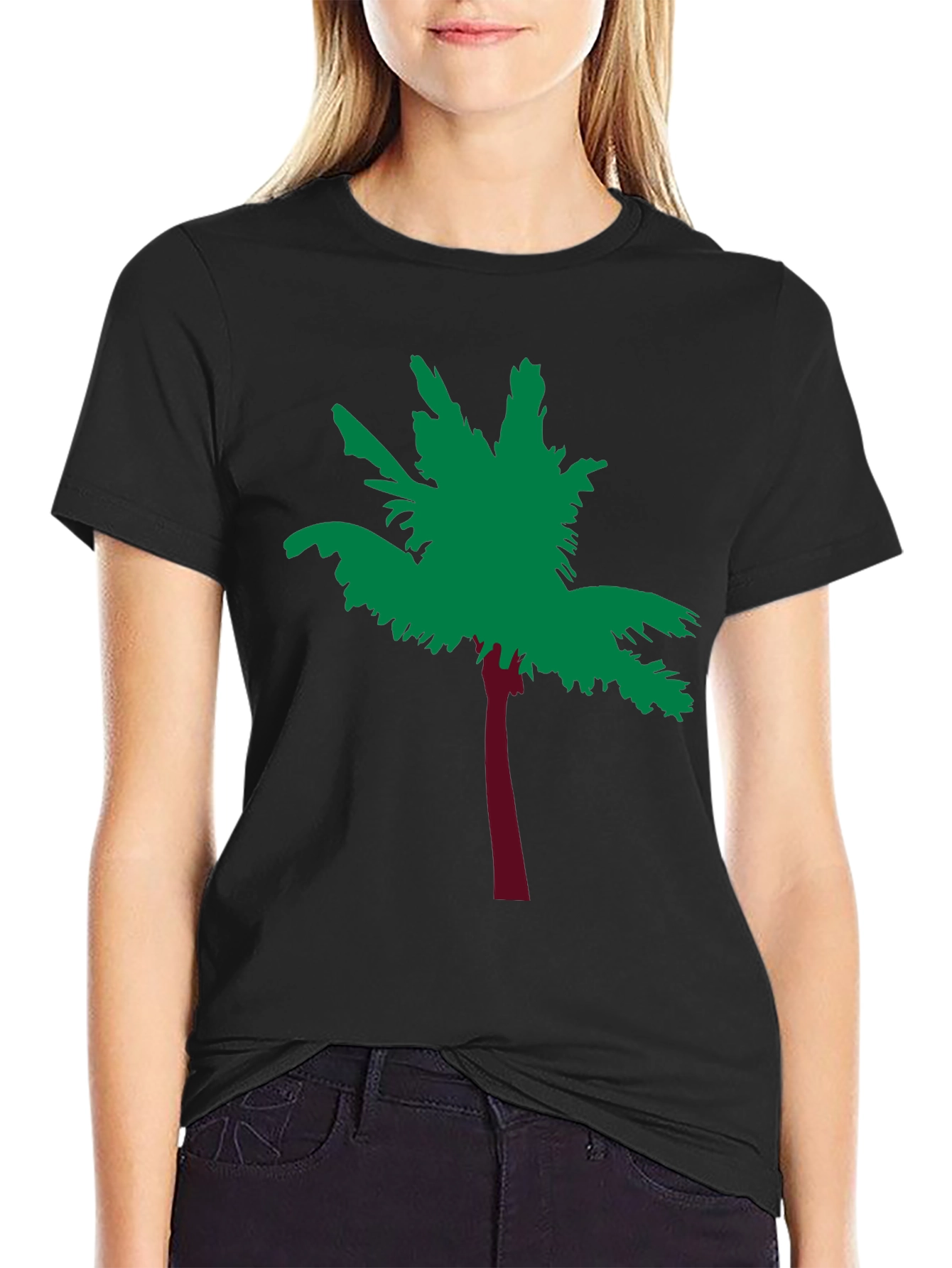 Tropical Palm Tree Graphic Tee - Soft Black Cotton
