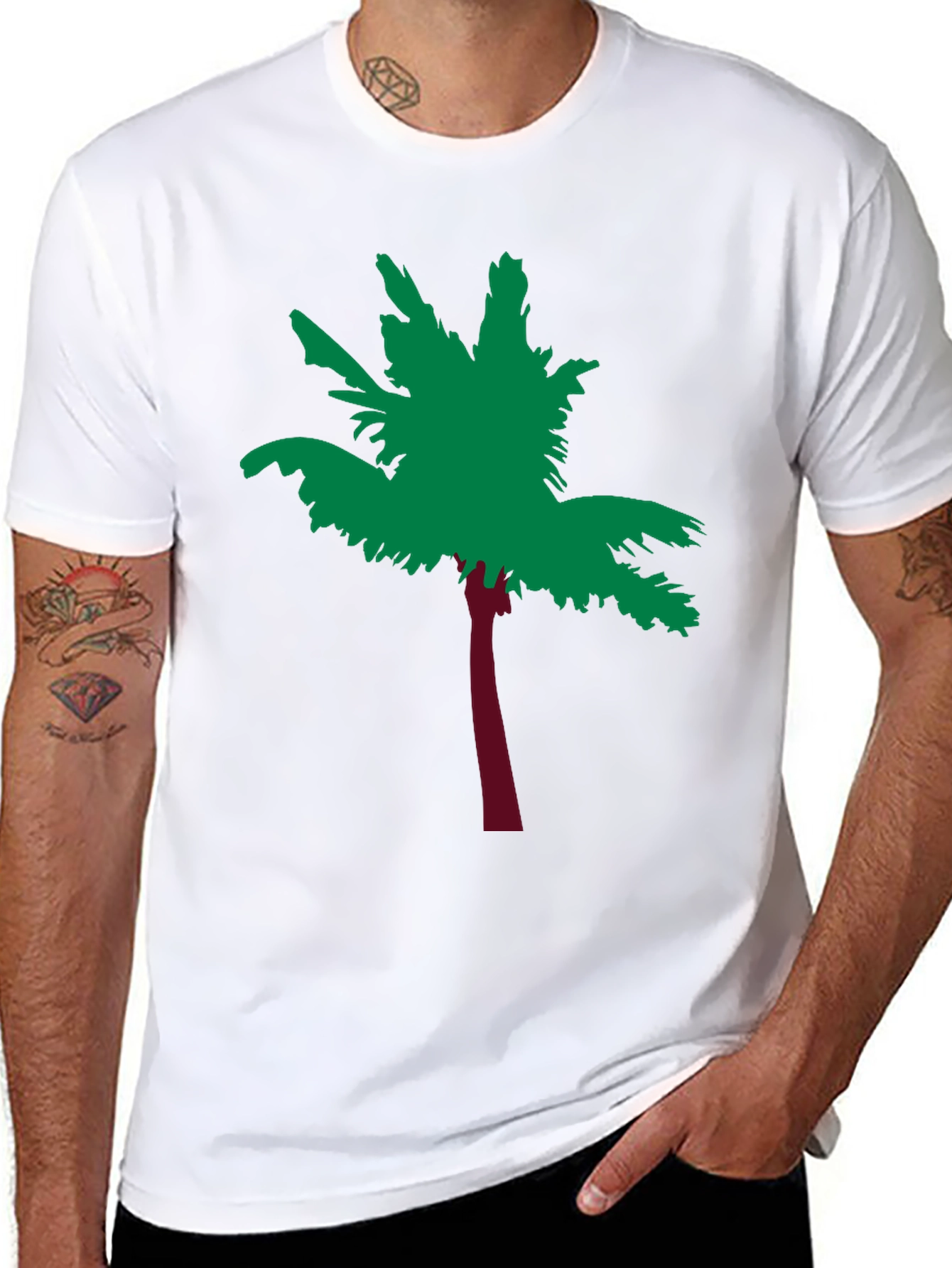 Tropical Palm Tree Graphic Tee - Soft Black Cotton