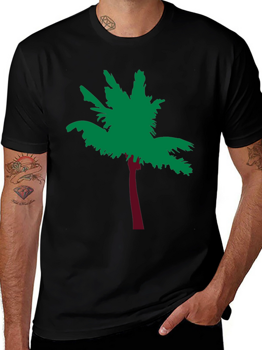 Tropical Palm Tree Graphic Tee - Soft Black Cotton