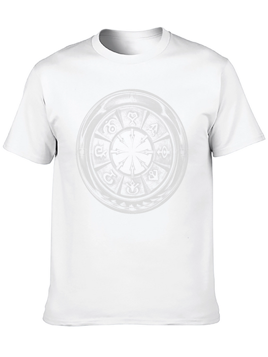 Mystic Zodiac Wheel Graphic Tee - Black Cotton Shirt