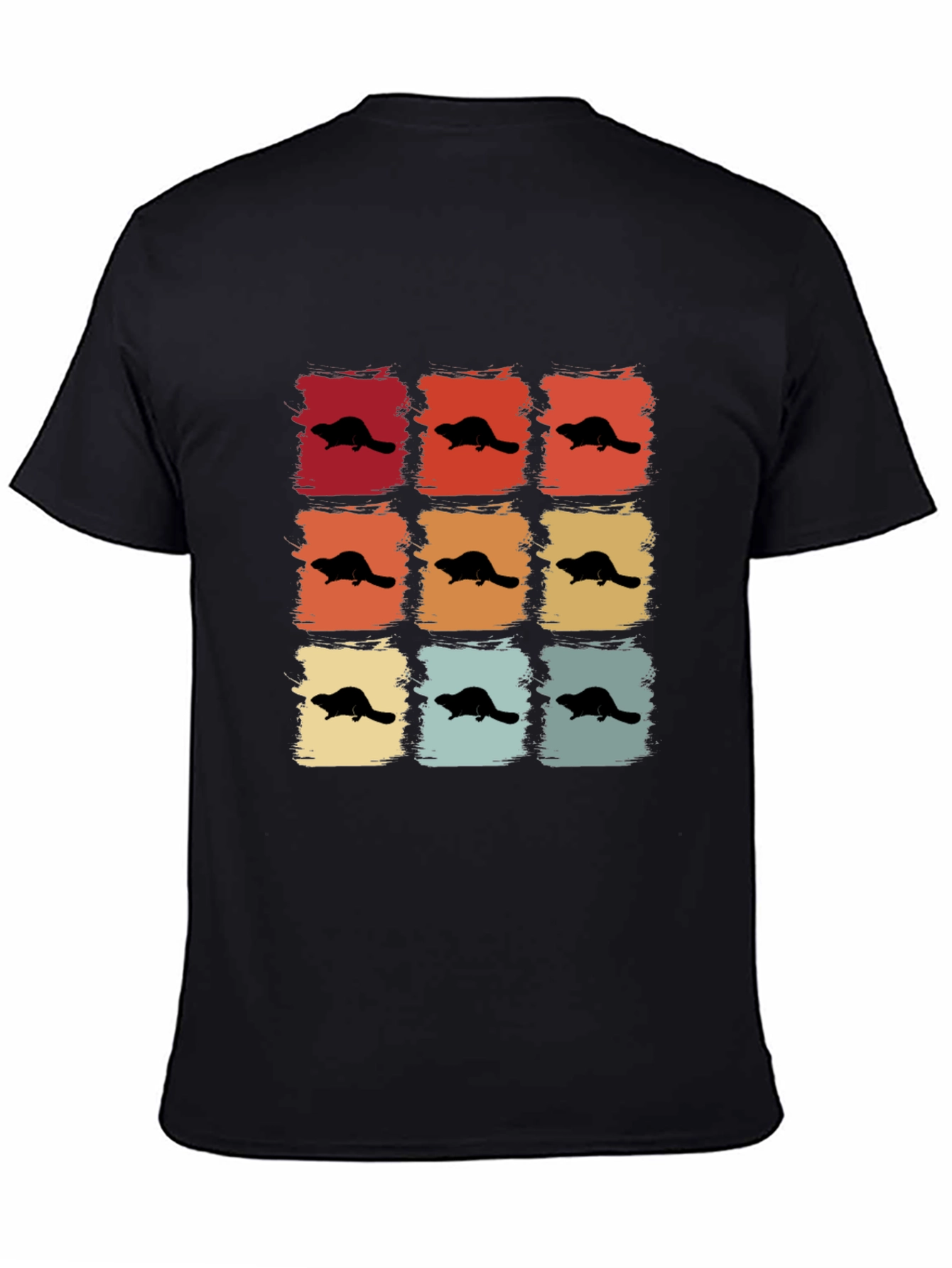 Retro Beaver Pattern T-Shirt