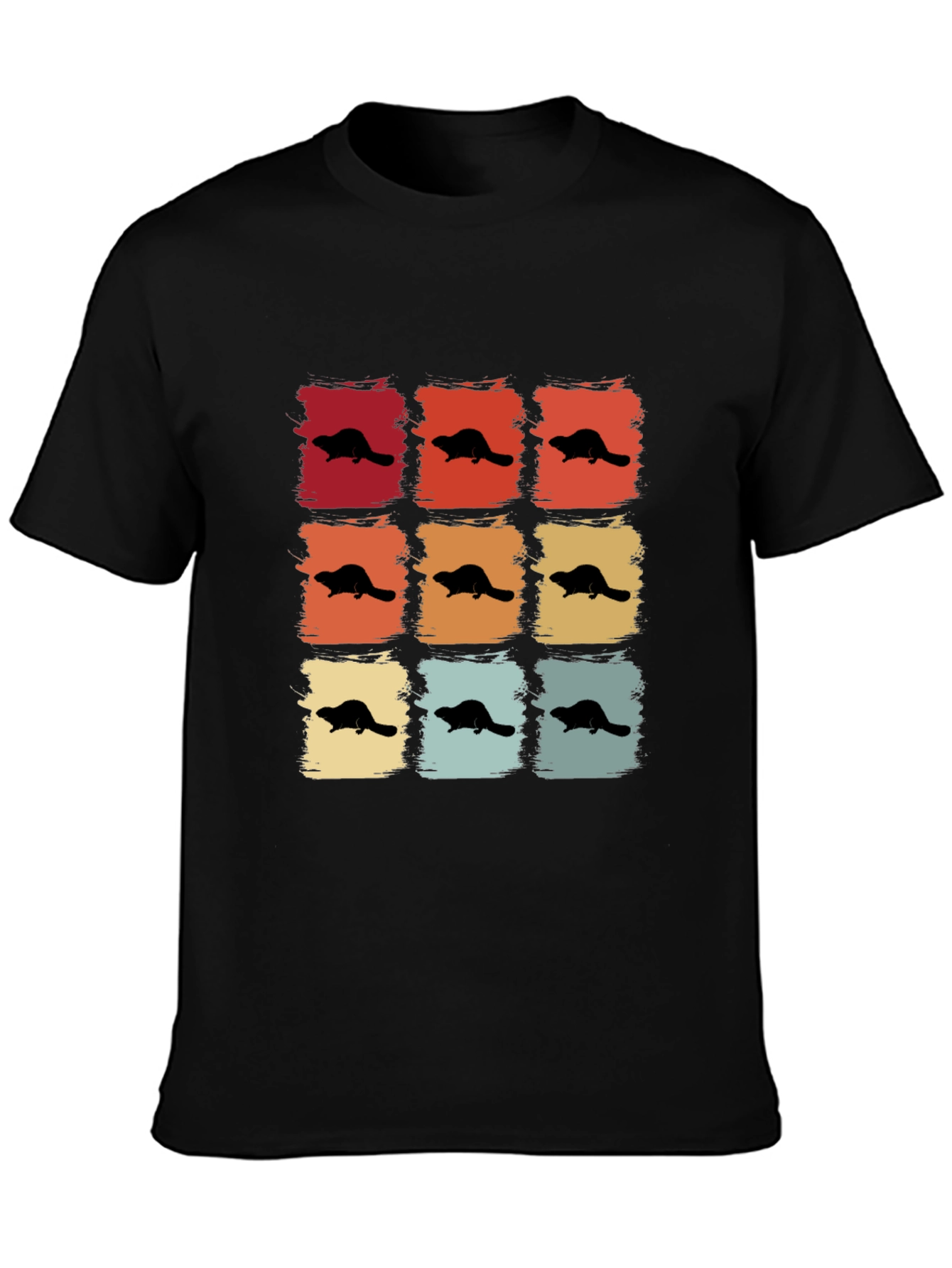 Retro Beaver Pattern T-Shirt