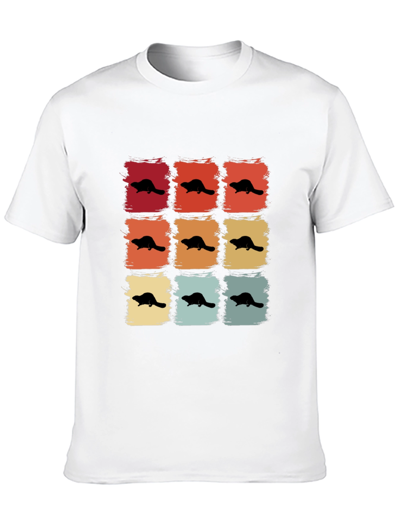 Retro Beaver Pattern T-Shirt
